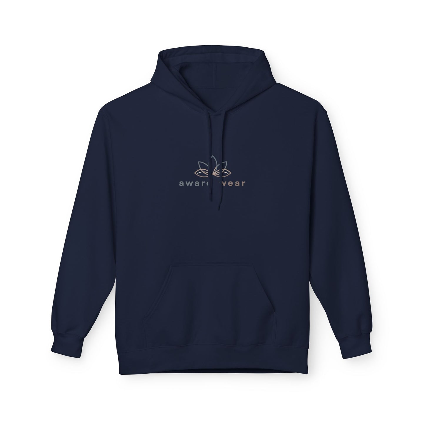 Navy Blue Hoodie with logo on a white background front view