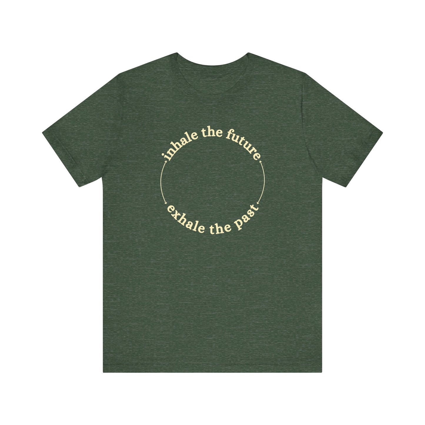 Green t-shirt with motivational quote on a white background front view