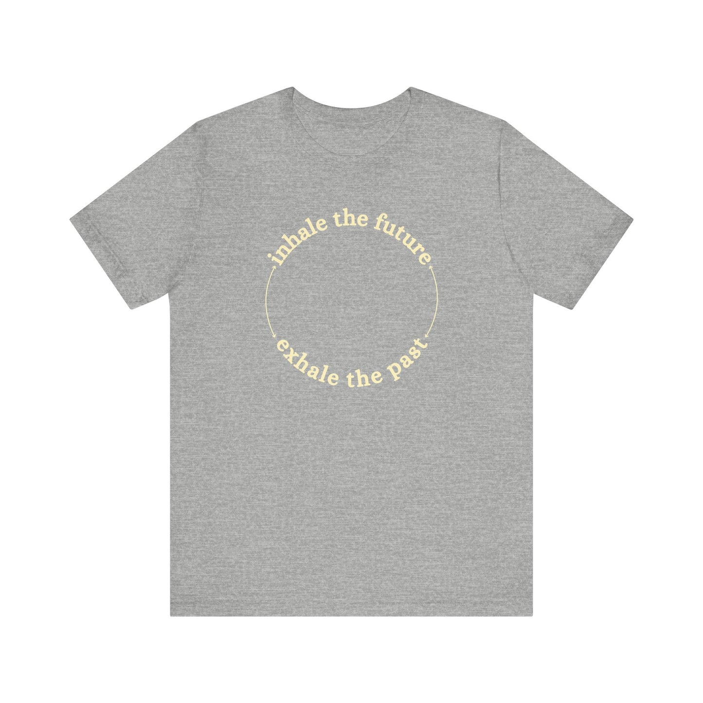 Grey t-shirt with motivational quote on a white background front view