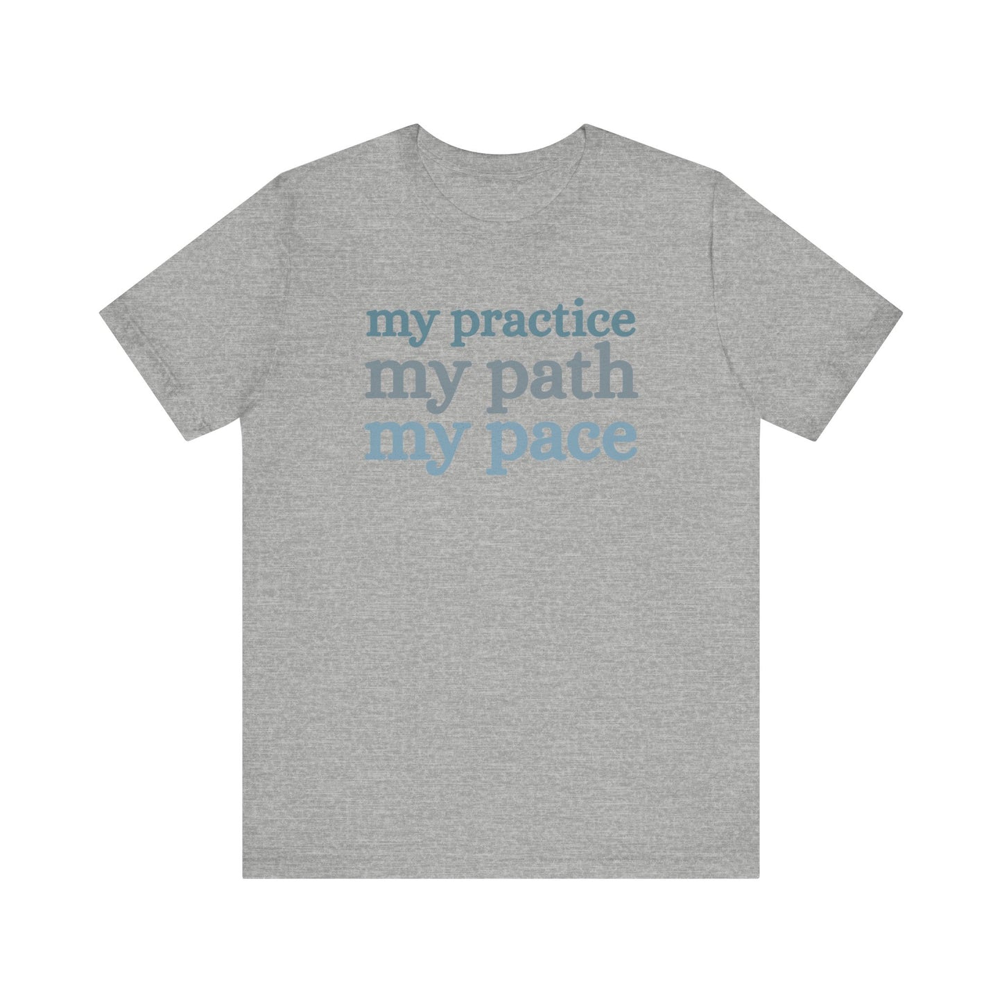 Grey t-shirt with motivational text on a white background